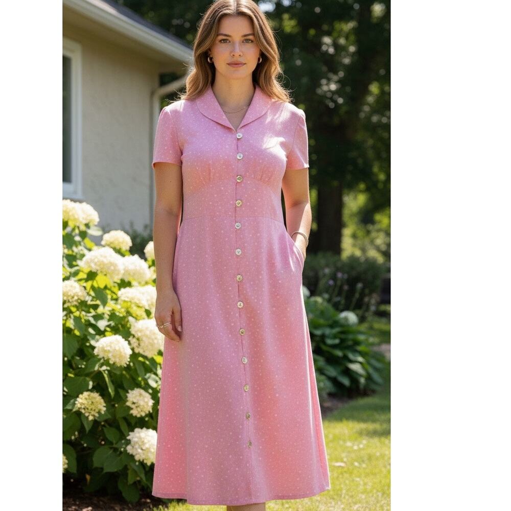 Vintage 90’s Miss Dorby Pink Button-Down Dress